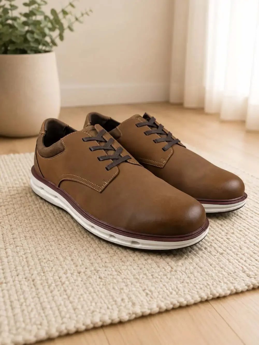 Lands’ End Men’s Sport Oxford Tan Brown Comfort Casual Shoes Size 13 CE20189MT